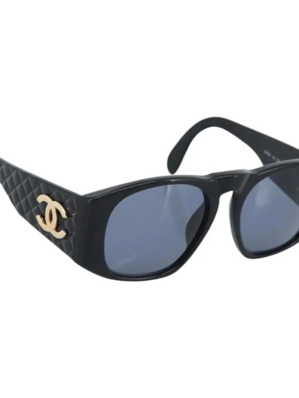 CHANEL COCO Mark Sunglasses plastic Black CC Auth 188635M